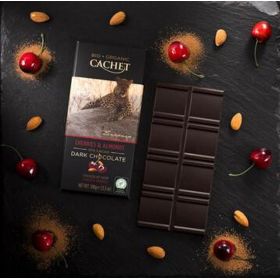 Dark Chocolate 57% cacao cherries & almonds BIO (CACHET)